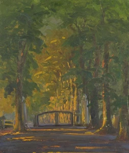 O. POTTHAST VON MINDEN (*1869), Alte Parkallee mit Tor, Öl Impressionismus Lands - Bild 1 von 4