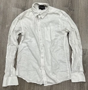 American Rag Shirt Men's Medium White Linen Preppy Y2KCasual Button Down Shirt - Picture 1 of 11