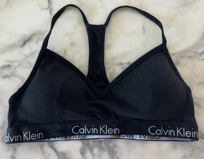 NWOT Calvin Klein Black soft cotton stretch racerback Sports Bra Athletic Top M - Image 1 of 4