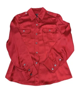 Talbots Petites 100 % Seide Bluse Größe 4P rot Knopfleiste Urlaub Weihnachten - Bild 1 von 6