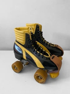 Vintage Marco Polo Warrior Roller Skates Size Uk 8 Black Yellow - Picture 1 of 20