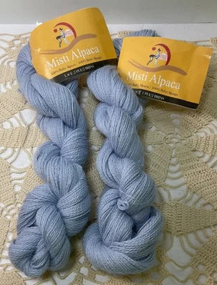 Misti Alpaca Baby Alpaca Lace 2 Ply Yarn Lot Of 2 Color 8127 Lt Blue New - Image 1 of 4