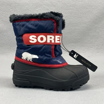 Sorel Snow Commander Botas de Invierno Niños 13 Rojo/Blanco/Azul Aislado Foto 1 de 4