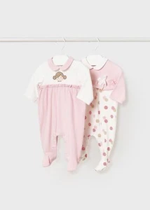 COMPLETO SET 2 TUTE TUTINA NEONATA MAYORAL 1736 COTONE ROSA ORIGINALE PE 2023 - Picture 1 of 5