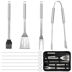 Set di utensili per barbecue 11 pezzi kit accessori per griglia set utensili da campeggio con borsa - Foto 1 di 10