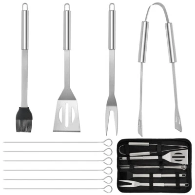 11pcs BBQ Grill Tools Set Grilling Accessories Kit Camping Utensils Set with bag - Image 1 of 4