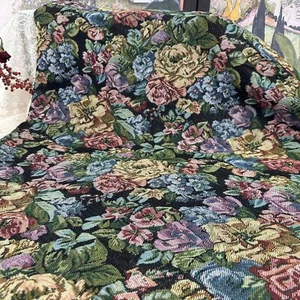 Vintage Rose Floral French Jacquard Tapestry Fabric Upholstery Decorative BTY - Picture 1 of 11