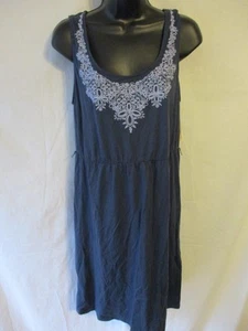 Sonoma Cotton Blend Casual Reg Size Solid Indigo Sheath Dress SR$40 NEW - Picture 1 of 3