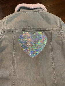 Girls The Children’s Place Pink Heart Jean Jacket Size 5/6 Small New Without Tag - Picture 1 of 6