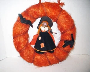 Antico espositore ornamento Halloween HELGA LA STREGA E GHIRLANDA GATTO NERO - Foto 1 di 5