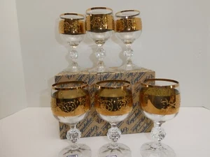 Lot 6 Crystal Wine Glass Glasses Goblets Bohemia Czech Crystaline Crystalex - Imagen 1 de 12