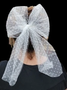 Victorian Trading Swiss Dot Sheer Coquette Hair Ribbon Bow Barrette 34C - Picture 1 of 3