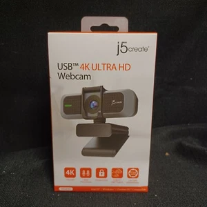 BRAND NEW j5create 4K Wide Angle Webcam with Microphone Privacy Cover - Picture 1 of 4