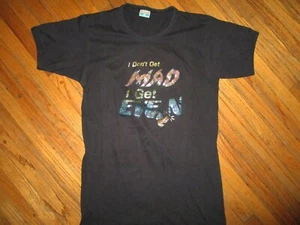 vtg 1970s 1980s I DON'T GET MAD I GET EVEN T SHIRT Iron On ROACH Graphic Art XS - Picture 1 of 3