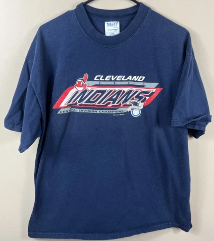 Vtg Cleveland Indians Tshirt 2001 AL Central Champs Chief Wahoo Sz XL Tribe Time Cover