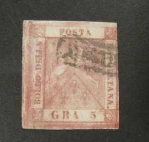 ITALIA ,ITALY 1858 NAPOLI "STEMMA delle 2 Sicilie" 5gr. rosa brunastro Used ss.8 - Picture 1 of 1