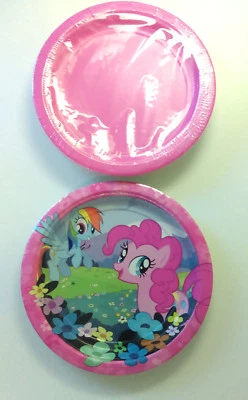 Platos de aperitivos de papel My Little Pony Friendship 1 paquete rosa macizo 1 paquete NUEVO   Foto 1 de 4