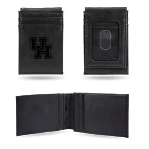 University Houston Cougars Laser Engraved Black Front Pocket Wallet / Money Clip - Picture 1 of 6