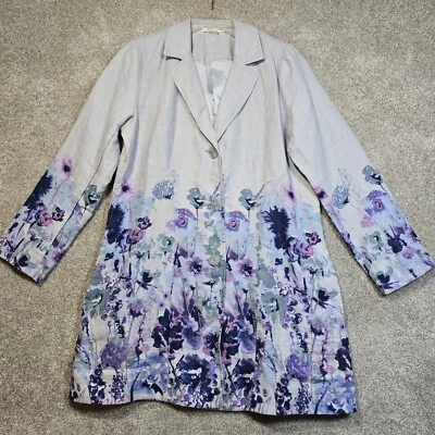 Chaqueta Coldwater Creek 100 % lino con bolsillos forrados florales para mujer talla pequeña S Foto 1 de 4