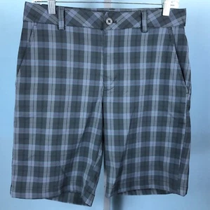 Mens Puma Shorts 32 Dry-Cell Bright White w/ Neon Orange & Gray Plaid Polyester - Picture 1 of 8