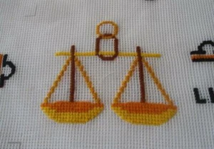 Dritz Needlepoint Canvas LIBRA Horoscope Madeira Preworked 14" - Picture 1 of 2