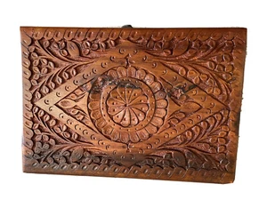 Wooden Handmade Jewlery Box Jewel Organizer Hand Carved Women. 8.9 X 3.1 Inch - Picture 1 of 3