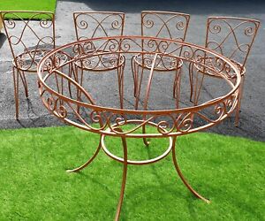 Vintage Ornate Decorative Metal Table & Chairs Garden Patio Shabby Chic Project 