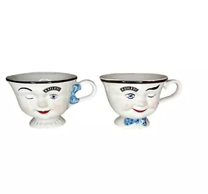 Baileys Irish Cream HIS HERS YUM Coffee Tea Cups 2 Winking Eye Mugs Vintage Set - Picture 1 of 2
