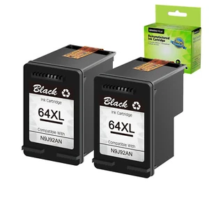 Cartucho de tinta negro 64XL 2PK compatible con HP ENVY Photo 6220 6230 6232 6252 - Imagen 1 de 9