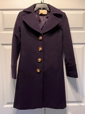 Michael Kors Purple Peacoat Wool Large Button Coat Size XS - Image 1 of 4