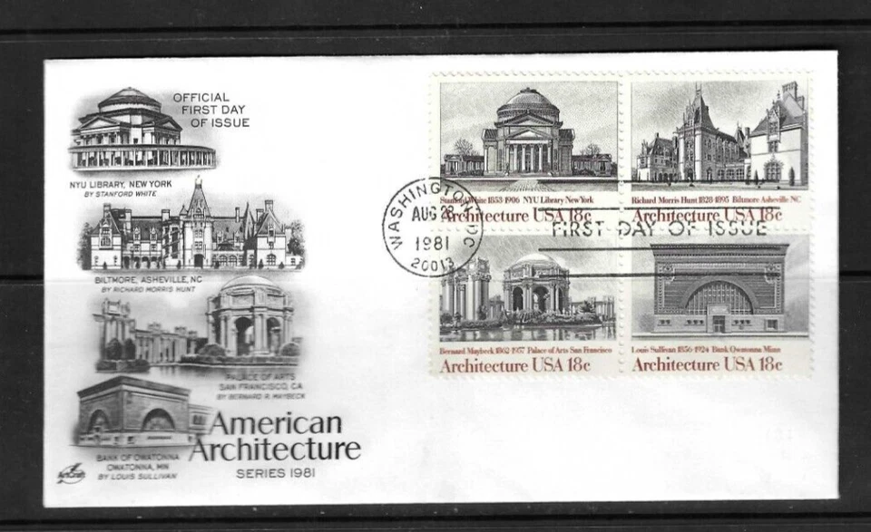 USA SC # 1931a American Architecture FDC . Artcraft  Cachet - Image 1 of 1