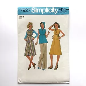 Vintage Simplicity 7927 Hoodie Dress Tunic Shirt Misses 12 Uncut Sewing Pattern - Picture 1 of 5