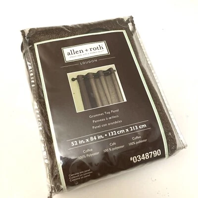 ALLEN ROTH Grommet Curtain Panel Solid Chocolate Brown Coffee LOUDON 52"x 84" - Image 1 of 4