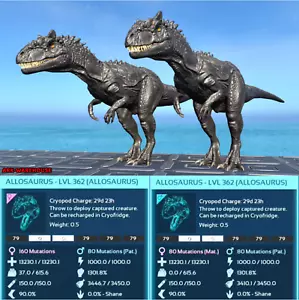 Par de apareamiento Top Stat negro sólido Allosaurus - Allo - Ark Ascended Crossplay PVE - Imagen 1 de 2