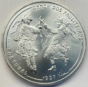 Portugal 1997 1000 Escudos silver Coin KM #704 - Pauliteiros Dancers - Picture 1 of 2