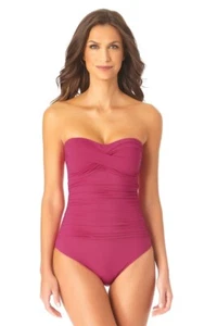 NWT Anne Cole XS Live In Color Twist Front Bandeaukini Tankini Swimsuit #87592 - Picture 1 of 2