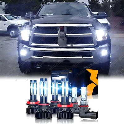 For RAM 1500 2500 3500 2013-2018 6X 6000K Combo LED Headlights + Fog Light Bulbs - Image 1 of 4