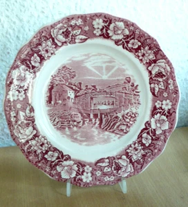Palissy Thames River Scenes Old Windsor Locks 1 Kuchenteller Teller Rot D - 20 - Bild 1 von 3