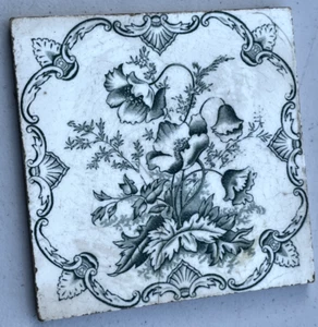 ANTIQUE MINTON DECORATIVE FLORAL WALL TILE GOOD USED CONDITION FOR AGE - Picture 1 of 2