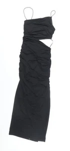 Zara Women's Black Sleeveless Ruched Midi Dress - Picture 1 of 12