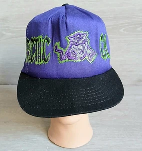 Vintage Arctic Cat Neon Black Purple Snapback Hat Snowmobile - Picture 1 of 6