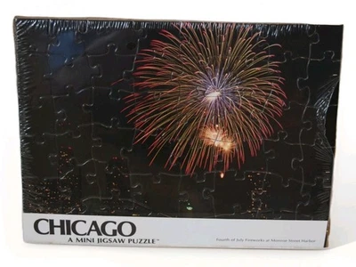 New Chicago A Mini Jigsaw Puzzle Fourth of July Fireworks at Monroe Street 1981 - Image 1 of 2