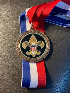 BSA BOY SCOUTS OF AMERICA Contest Award MEDAL RWB Ribbon Badge Scouting - Picture 1 of 4