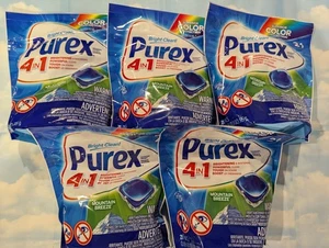 LOT (5) DÉTERGENTS À LESSIVE PUREX 4 EN 1 PACS MOUNTAIN BREEZE TOTAL 105 PACS - Photo 1 sur 2