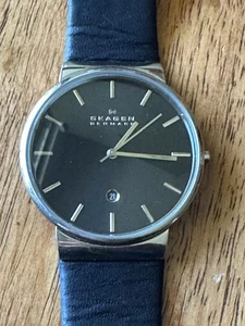 Skagen SKW6104 Ancher Black Dial Men's Leather Quartz Watch - Picture 1 of 20