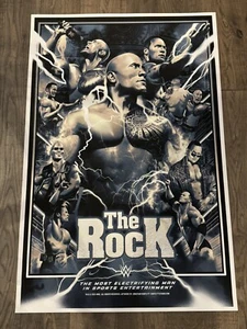 New WWE The Rock Debut Anniversary 24x36 Josh Bartlett Poster Limited Genuine - Picture 1 of 1