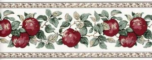 Country Apple Wallpaper Border Kitchen Wall Border, Red, Green, 15 ft x 6.875 in - Picture 1 of 4