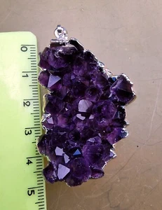 ► CIONDOLO QUARZO AMETISTA CM. 5.89 x 3.47 BLU’ - VIOLA - URUGUAY AMETHYST ◄ - Picture 1 of 3