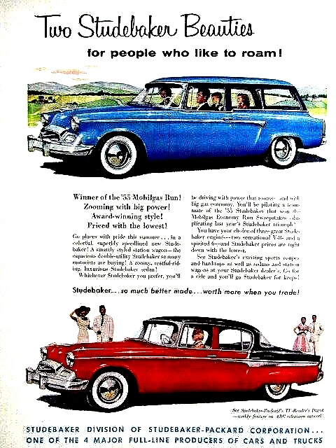 1955 Studebaker Station Wagon & Sedan Vintage Original Print Ad-8.5 x 11" - Image 1 of 4