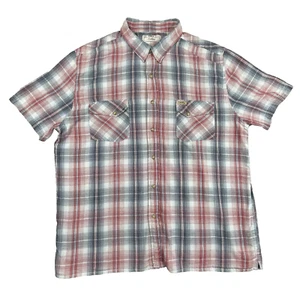 Vintage Levis Signature Mens Shirt XL Red Blue Cotton Plaid Pockets Snap Button - Imagen 1 de 15